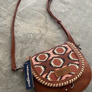Wrangler Geometric Brown and Cream Crossbody Bag